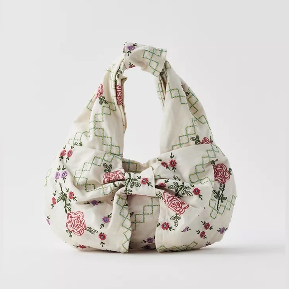 Embroidered Bow Baguette Bag - Picture 1 of 8